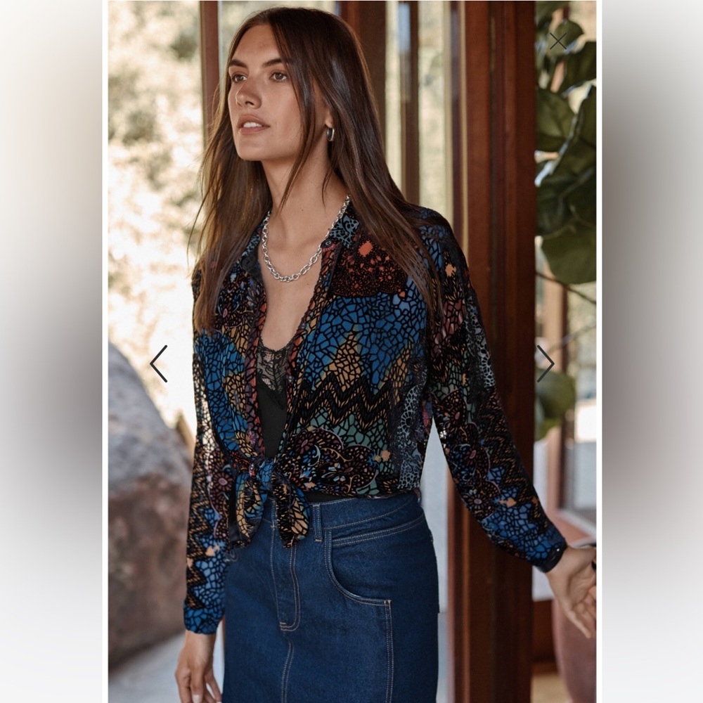 NWT JOHNNY WAS AUDREY OVERSIZED BURNOUT SHIRT